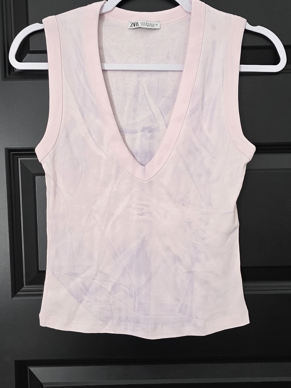 Zara Light Pink/Purple V-Neck Sleeveless Top
